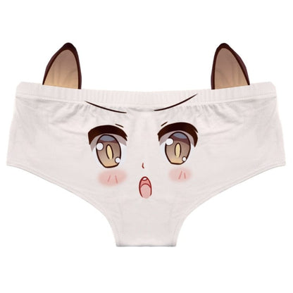 Kinky Cloth Brown / S / 1PC Cat Ears Kawaii Cartoon Panties