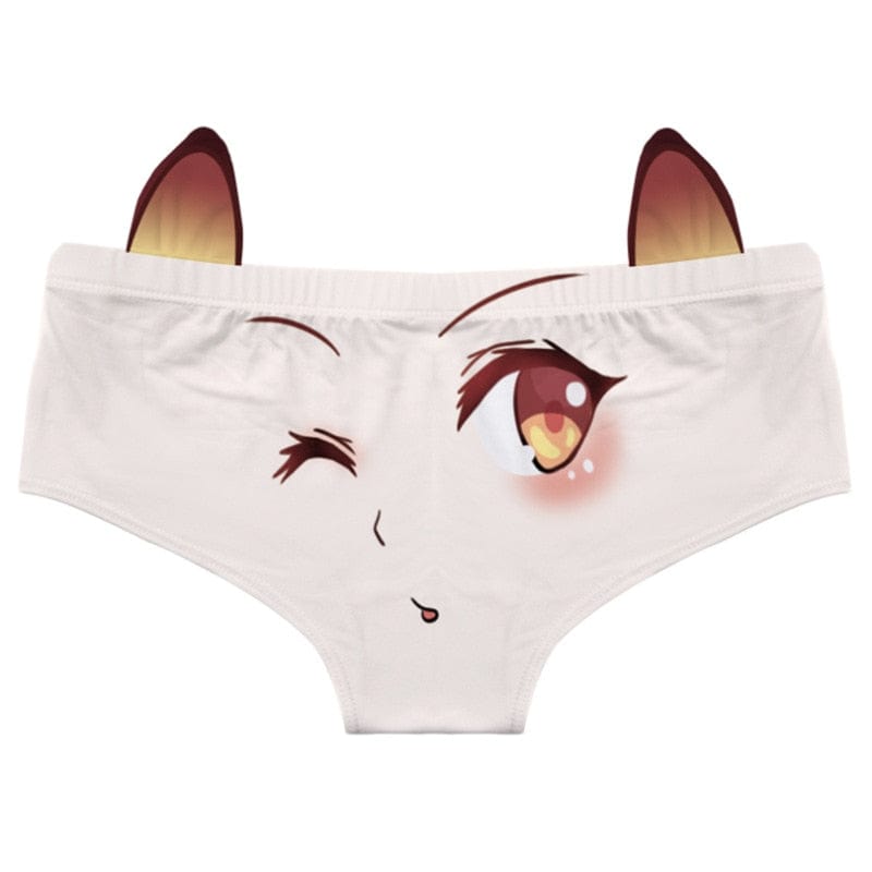 Kinky Cloth Coffee / S / 1PC Cat Ears Kawaii Cartoon Panties