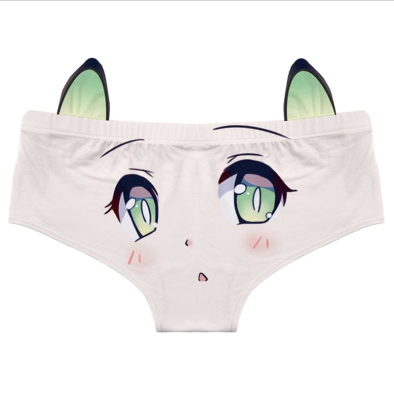 Kinky Cloth Green / S / 1PC Cat Ears Kawaii Cartoon Panties