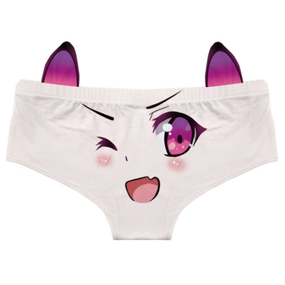 Kinky Cloth Purple / S / 1PC Cat Ears Kawaii Cartoon Panties