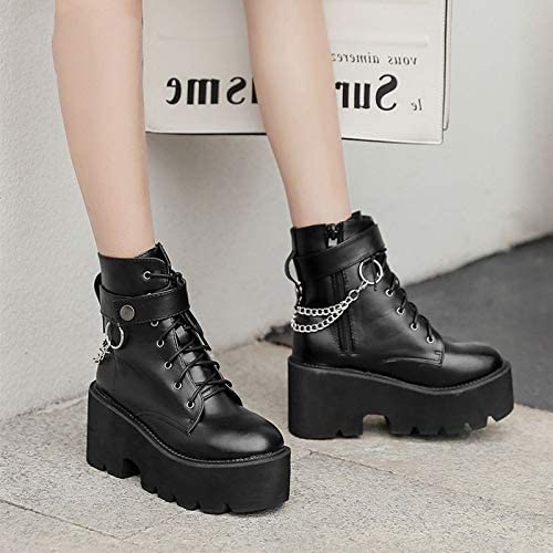 Chain Leather Platform Boots