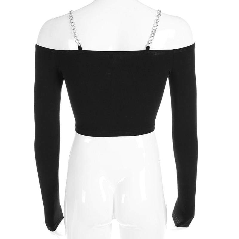 Kinky Cloth 200000791 Chain Strap Off Shoulder Crop Top