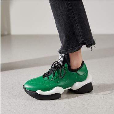Kinky Cloth green / 6 Chunky Bottom Sneakers