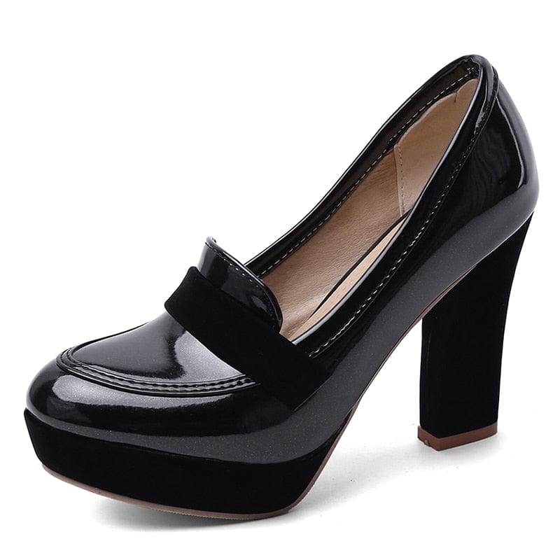 Kinky Cloth black / 4 Chunky High Heeled Loafers