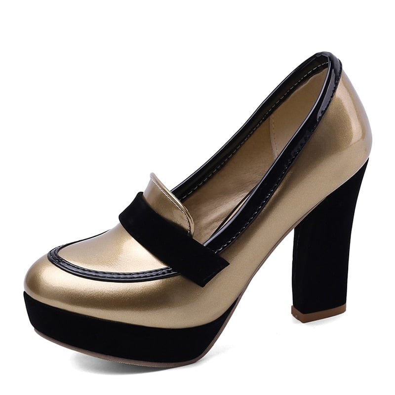 Kinky Cloth gold / 4 Chunky High Heeled Loafers