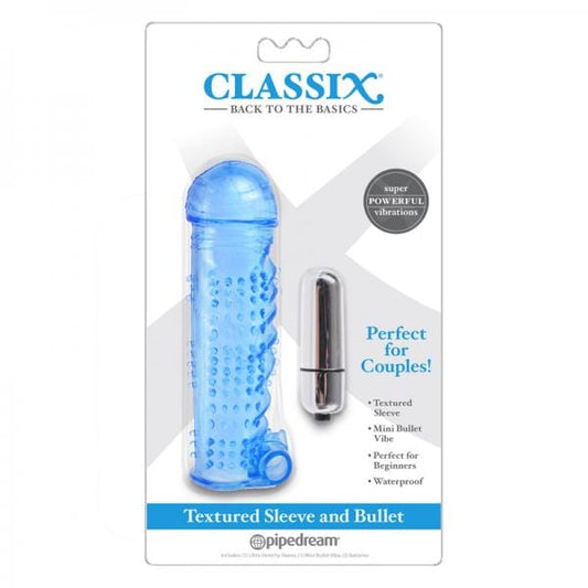 Pipedream Products Vibrators Classix Textured Sleeve&bullet,blue