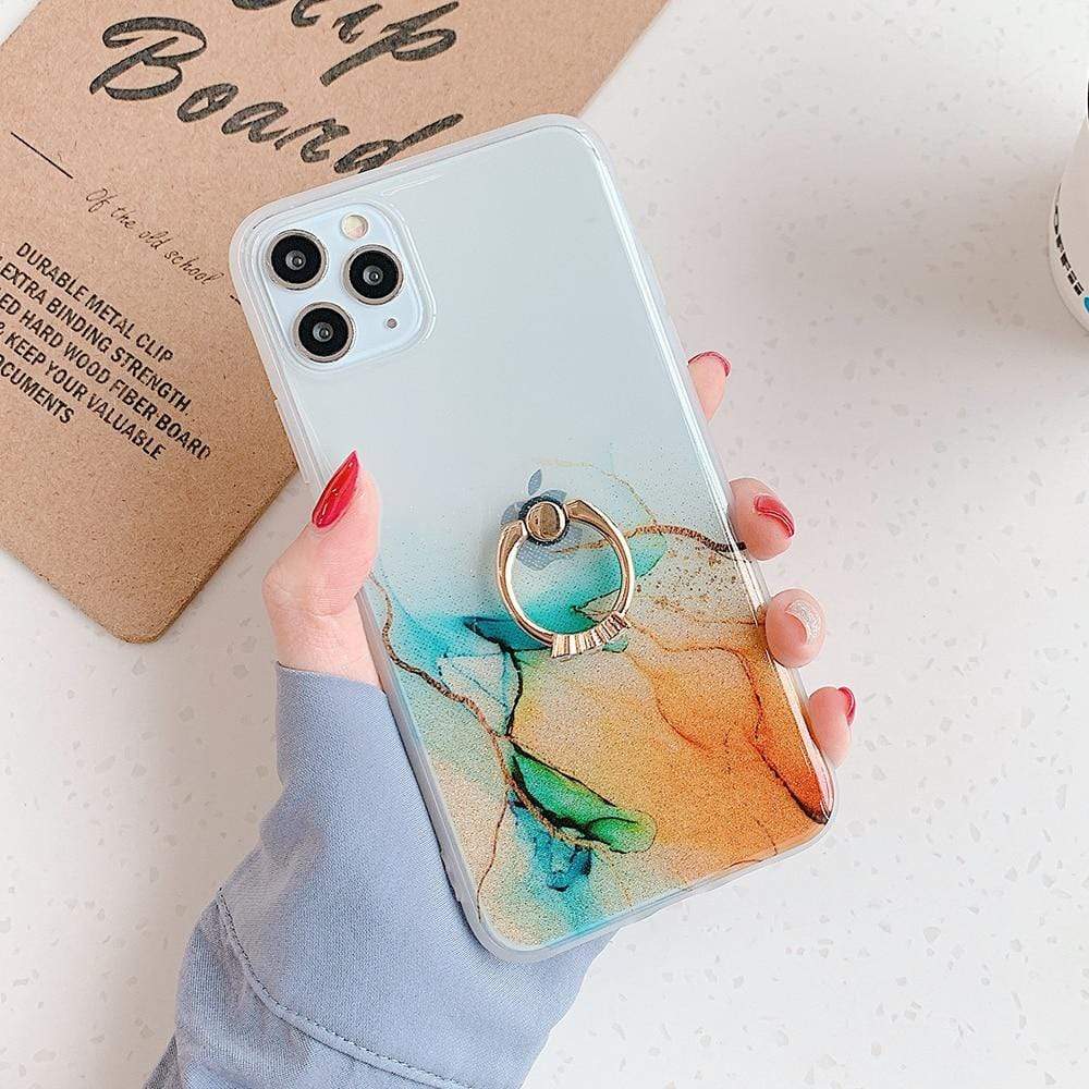 Kinky Cloth 380230 Style3 / For 7 Plus or 8 Plus Clear Colorful iPhone Case With Ring Holder