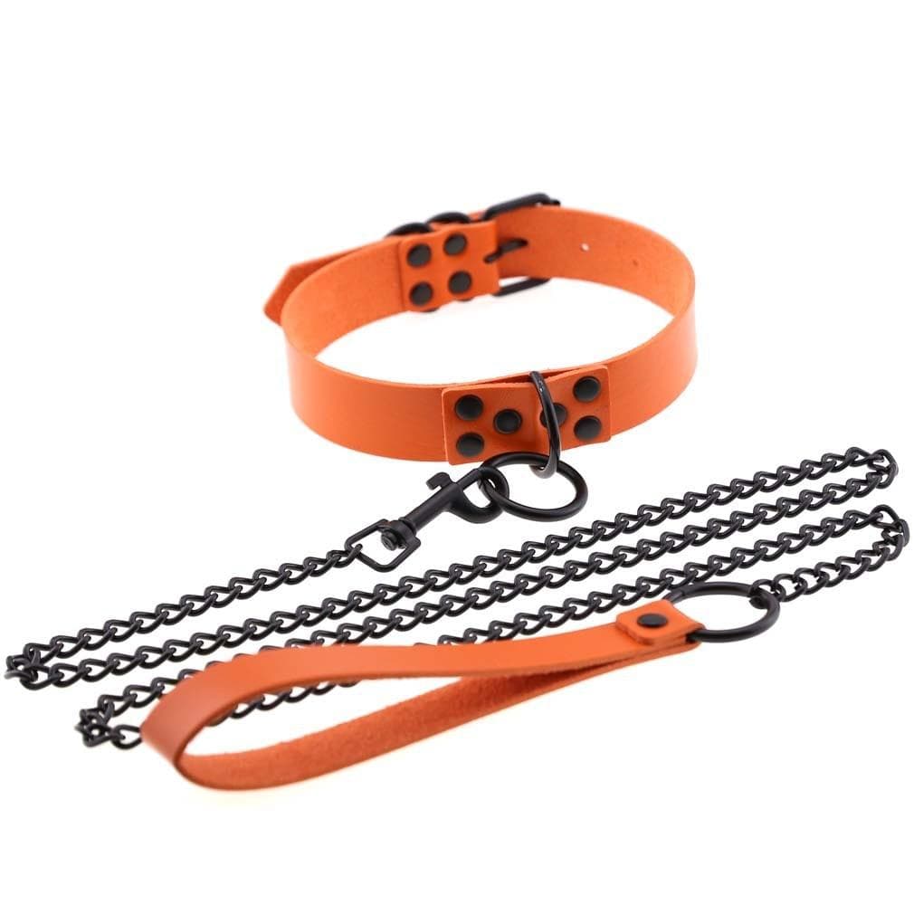 Kinky Cloth Necklace orange Collar & Leash Set