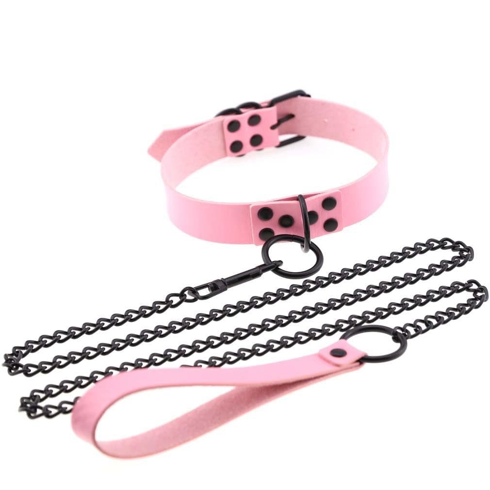 Kinky Cloth Necklace pink Collar & Leash Set
