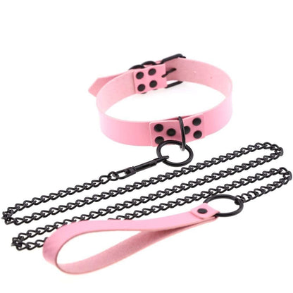 Kinky Cloth Necklace pink Collar & Leash Set