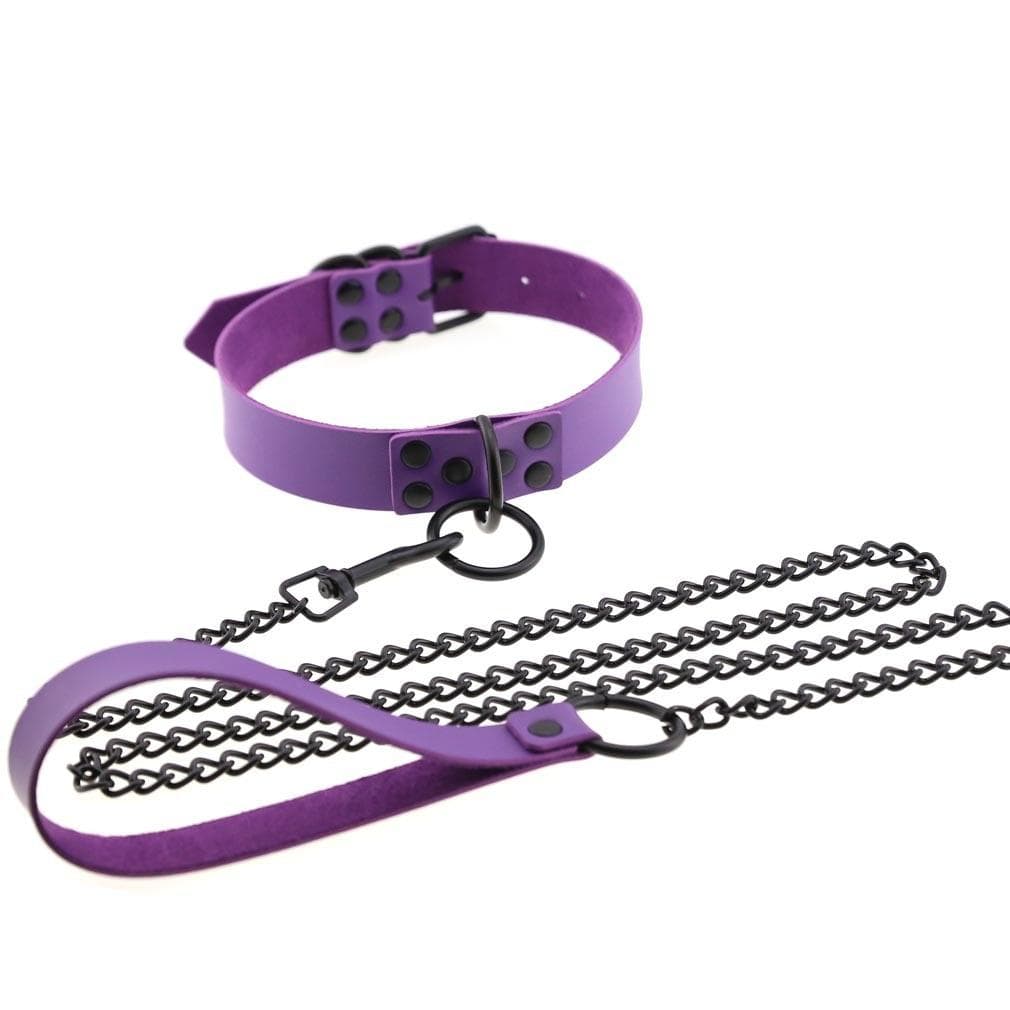 Kinky Cloth Necklace purple Collar & Leash Set