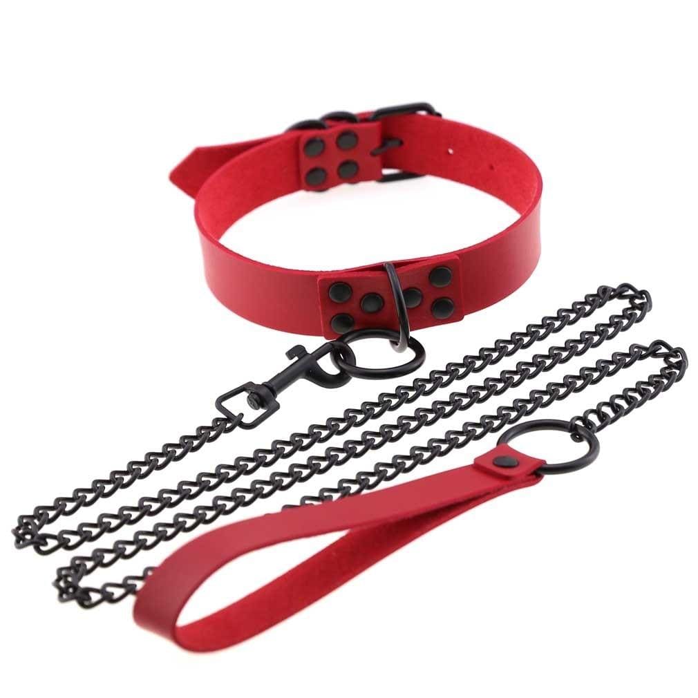 Kinky Cloth Necklace red Collar & Leash Set