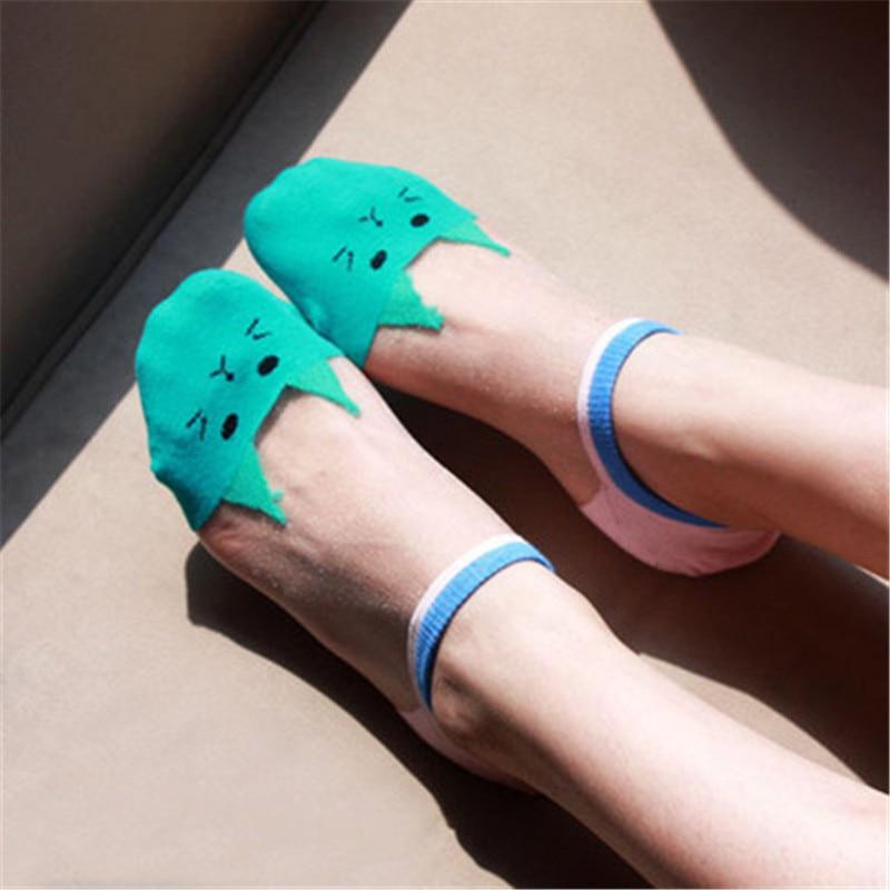Kinky Cloth 200000866 Green Colorful Cat Design Ankle Socks