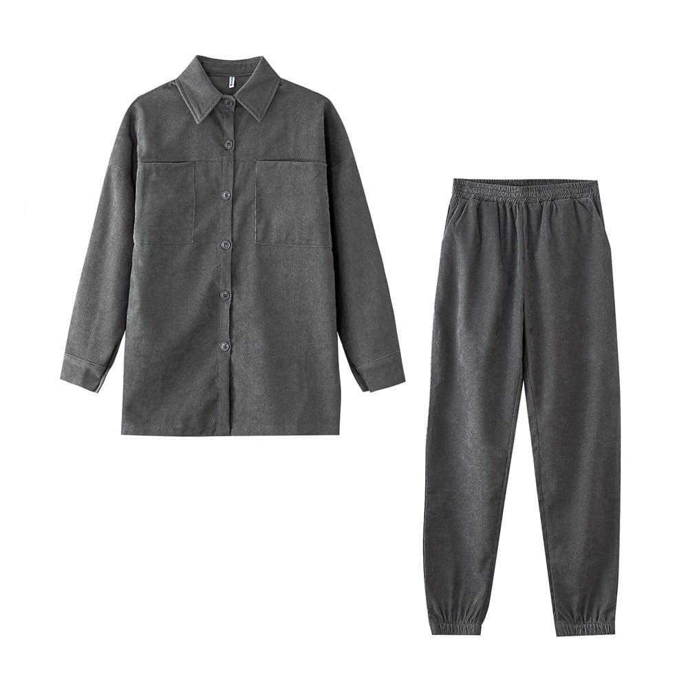 Kinky Cloth Gray / S Corduroy Pocket Tops and Tracksuits