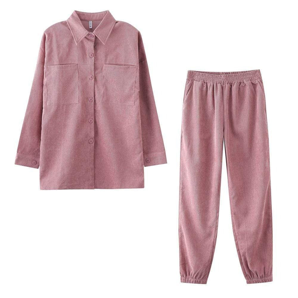 Kinky Cloth Pink / S Corduroy Pocket Tops and Tracksuits