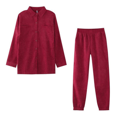 Kinky Cloth Red / S Corduroy Pocket Tops and Tracksuits