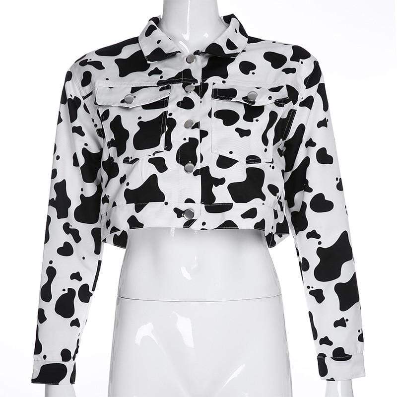 Kinky Cloth 200000801 Black White / S Cropped Cow Jacket