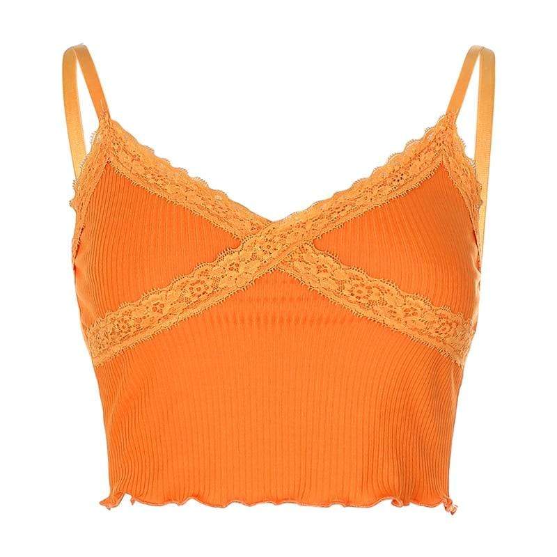 Kinky Cloth 200000790 Orange / S Cropped Lace Cami