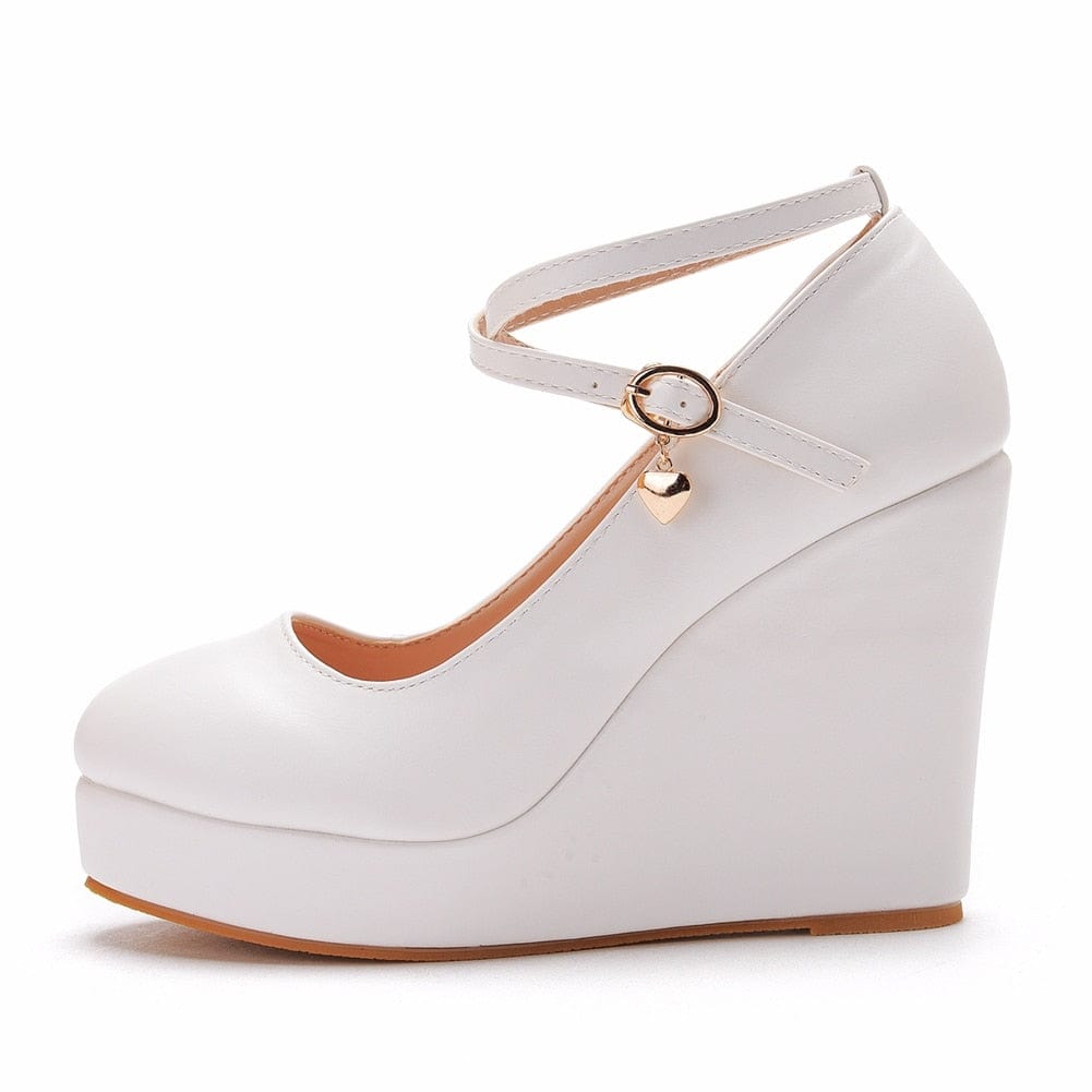 Kinky Cloth Cross Ankle-Strap Wedge Pumps