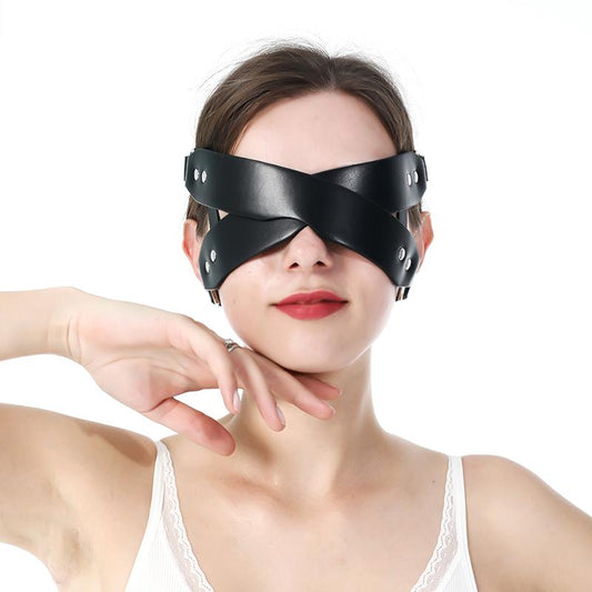 Kinky Cloth 200003979 Cross Leather Blindfold Eye Mask