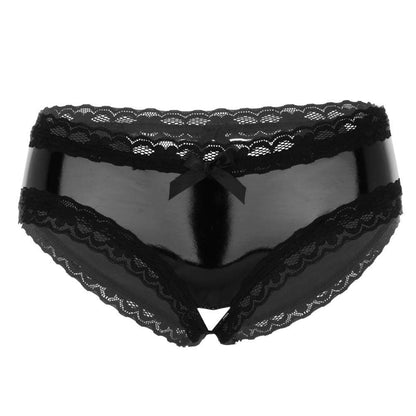 Crotchless Lace V-Back Mini Brief Panties