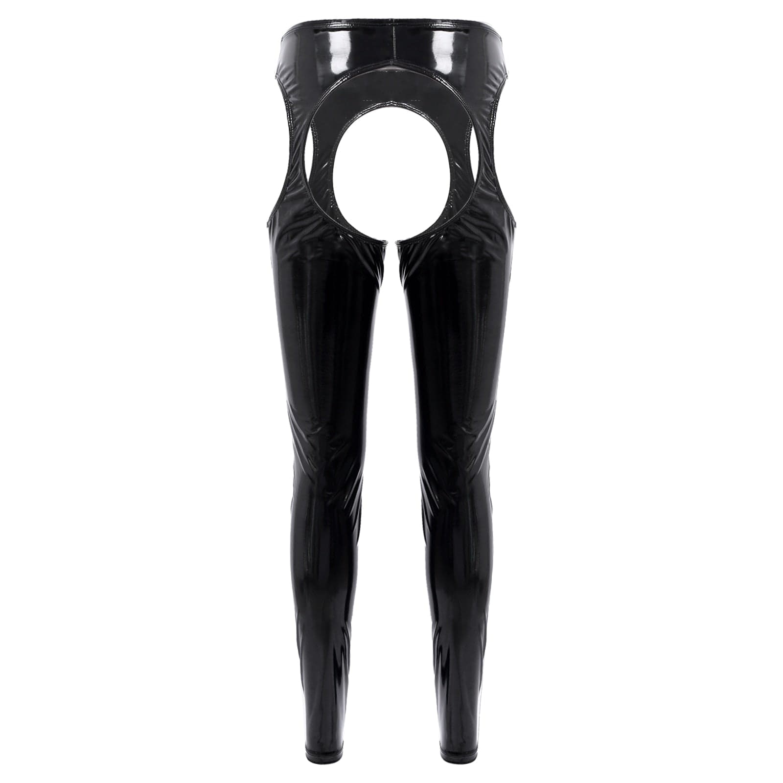 Kinky Cloth Black / S Crotchless Open Butt Glossy Leggings