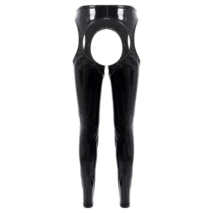 Kinky Cloth Black / S Crotchless Open Butt Glossy Leggings