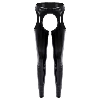 Kinky Cloth Crotchless Open Butt Glossy Leggings
