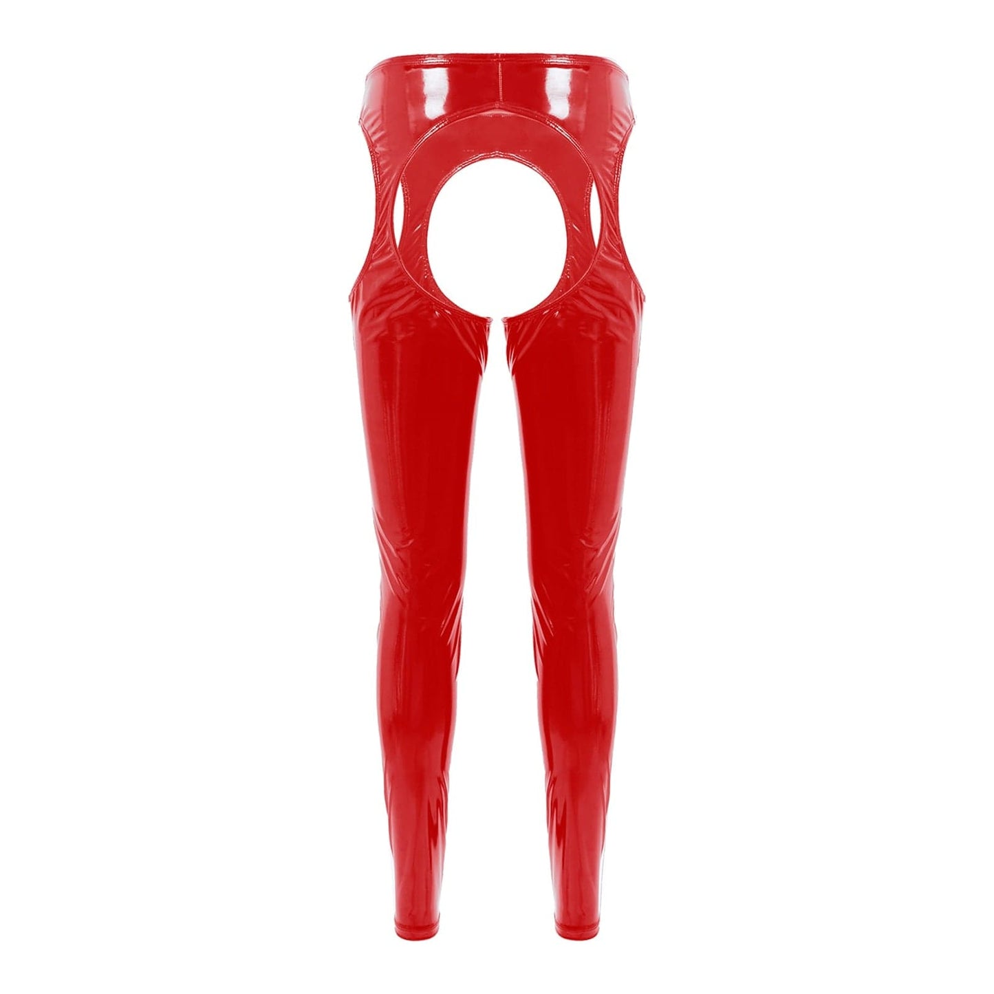 Kinky Cloth Red / S Crotchless Open Butt Glossy Leggings