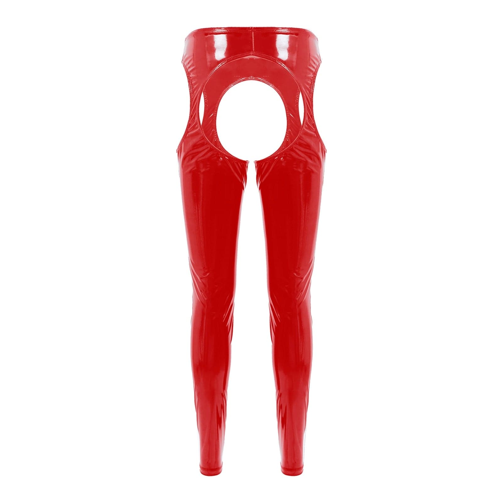 Kinky Cloth Red / S Crotchless Open Butt Glossy Leggings
