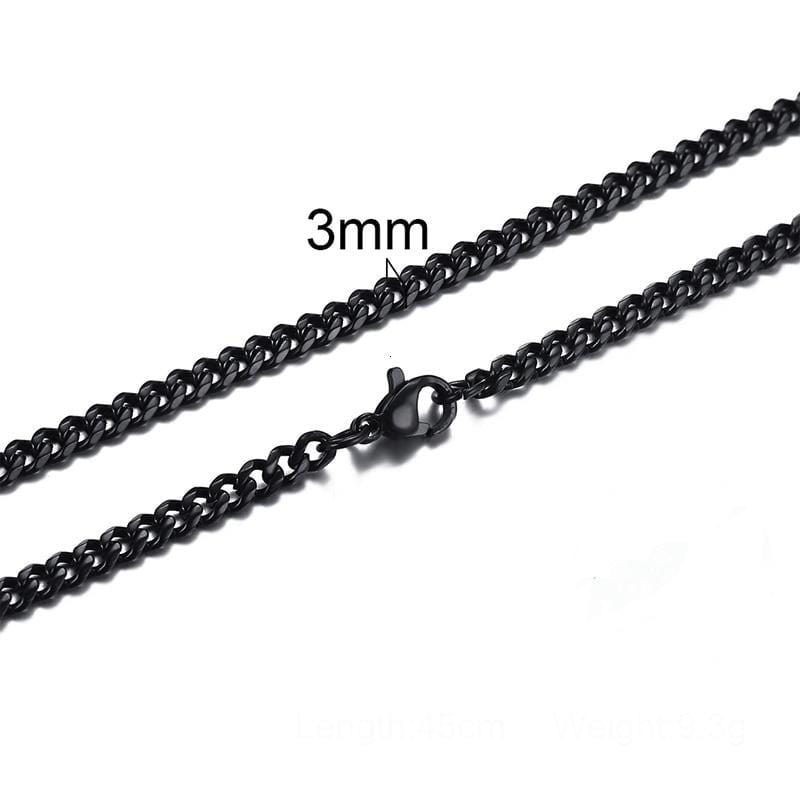 Kinky Cloth 200000162 Black-3mm / 45cm Cuban Link Necklace