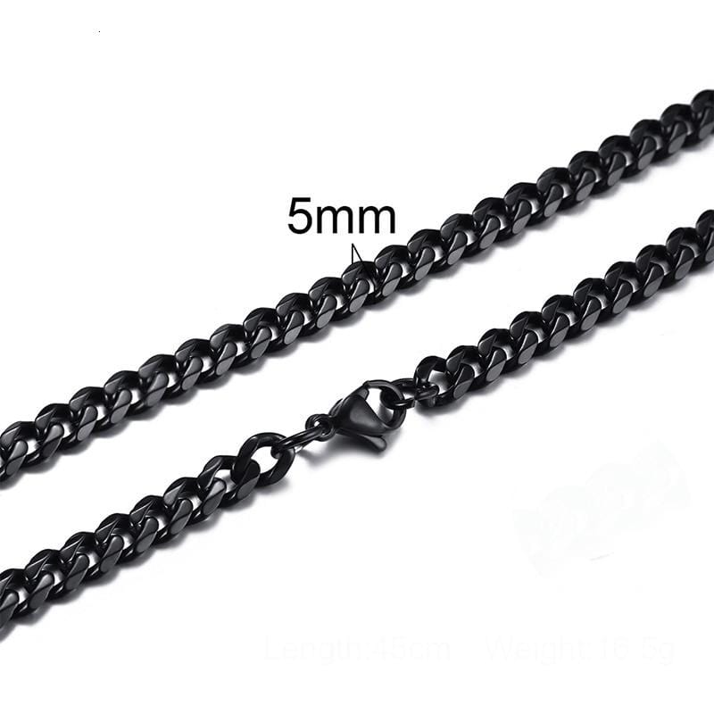 Kinky Cloth 200000162 Black-5mm / 45cm Cuban Link Necklace