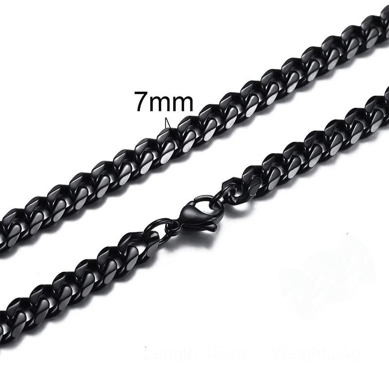 Kinky Cloth 200000162 Black-7mm / 45cm Cuban Link Necklace