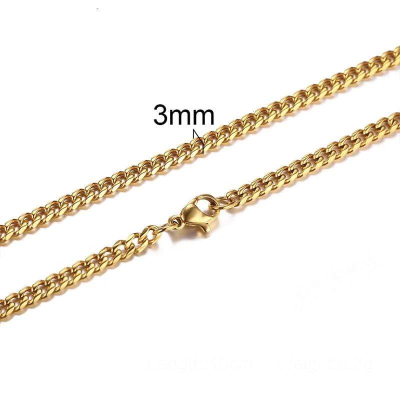 Kinky Cloth 200000162 Gold-3mm / 45cm Cuban Link Necklace
