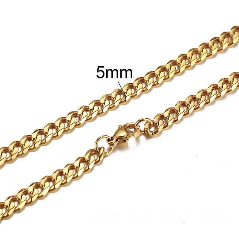 Kinky Cloth 200000162 Gold-5mm / 45cm Cuban Link Necklace
