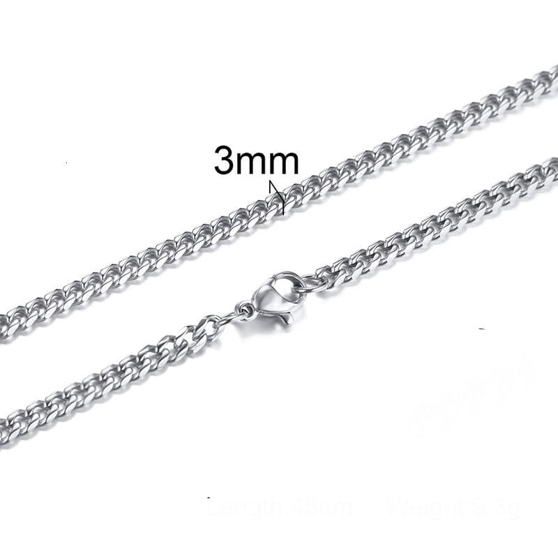 Kinky Cloth 200000162 Silver-3mm / 45cm Cuban Link Necklace