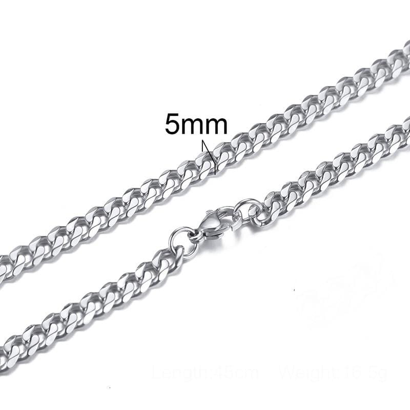 Kinky Cloth 200000162 Silver-5mm / 45cm Cuban Link Necklace