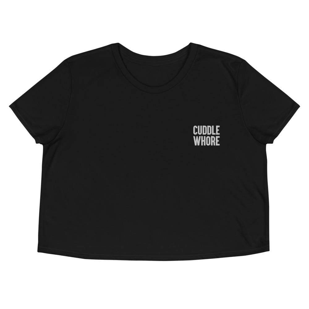 Kinky Cloth Black / S Cuddle Whore Embroidered Crop Top
