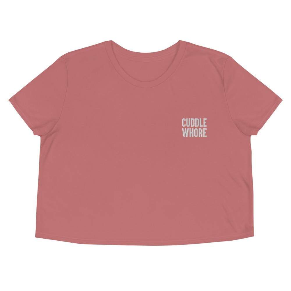 Kinky Cloth Mauve / S Cuddle Whore Embroidered Crop Top