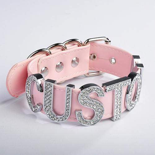 Kinky Cloth necklace Pink / Silver Custom Crystal Collar