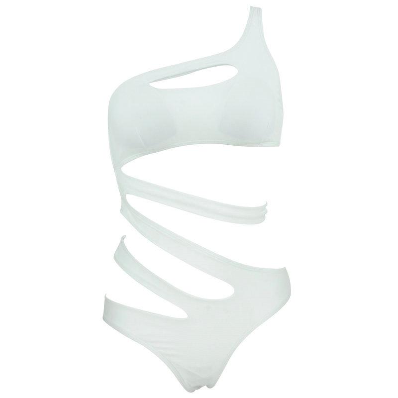 Kinky Cloth 200000598 White / S Cut Out Bandage One Shoulder Swimsuit