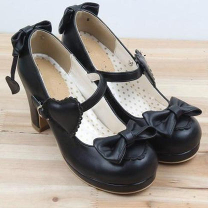 Kinky Cloth 200001012 Black / 4.5 Cute Bow Tie High-Heels