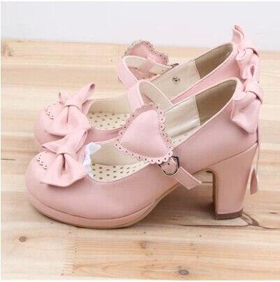 Kinky Cloth 200001012 Pink / 4.5 Cute Bow Tie High-Heels