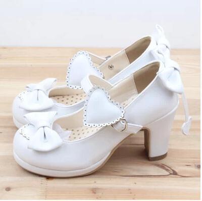 Kinky Cloth 200001012 White / 4.5 Cute Bow Tie High-Heels
