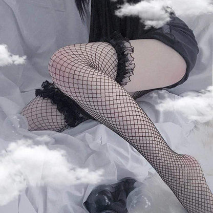 Kinky Cloth Cute Lace Top Thigh High Stockings Elastic Fishnet Over Knee Medias De Mujer Kawaii Anime Cosplay Hosiery Sexy Lingerie