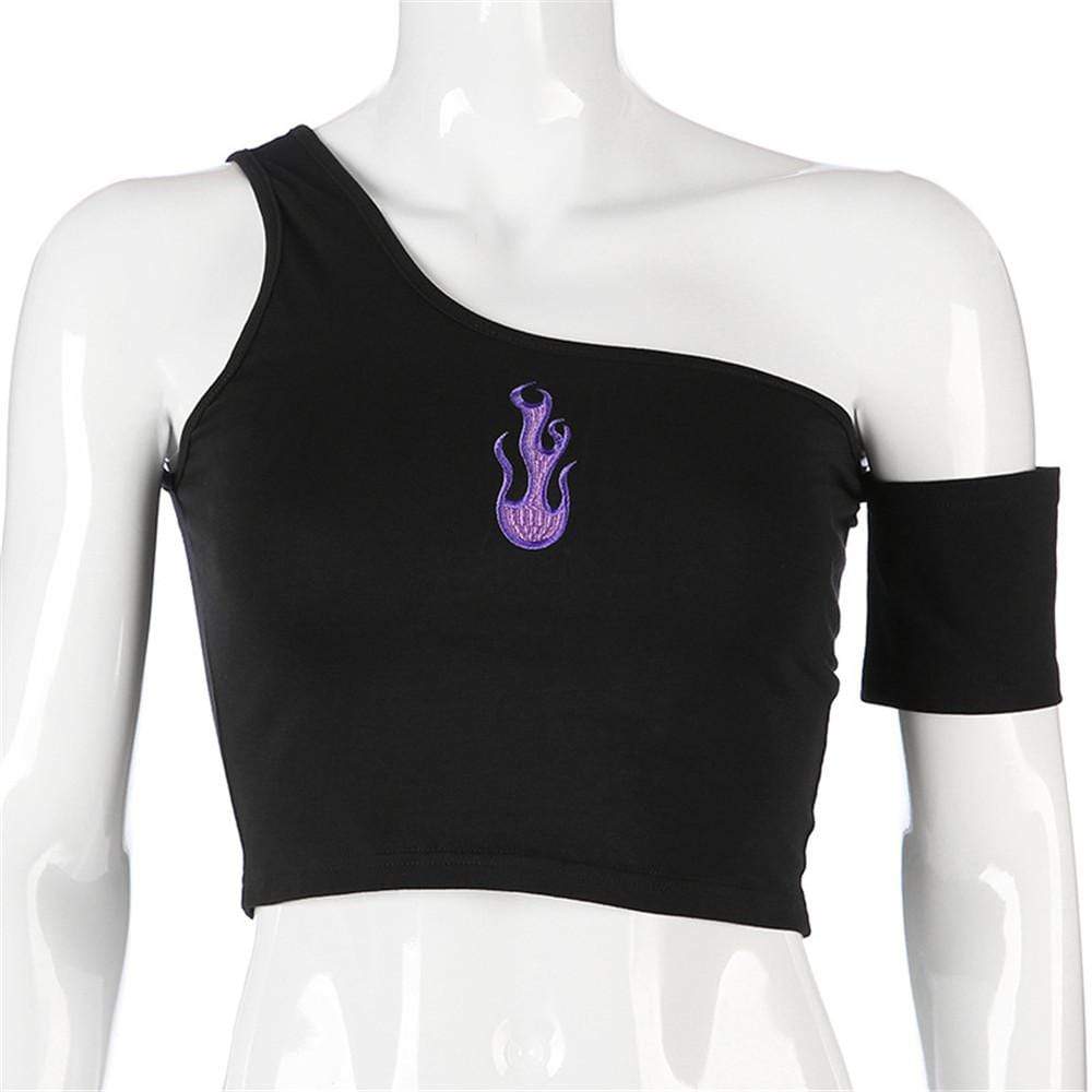 Kinky Cloth S Cyber Flame Off Shoulder Tank Top