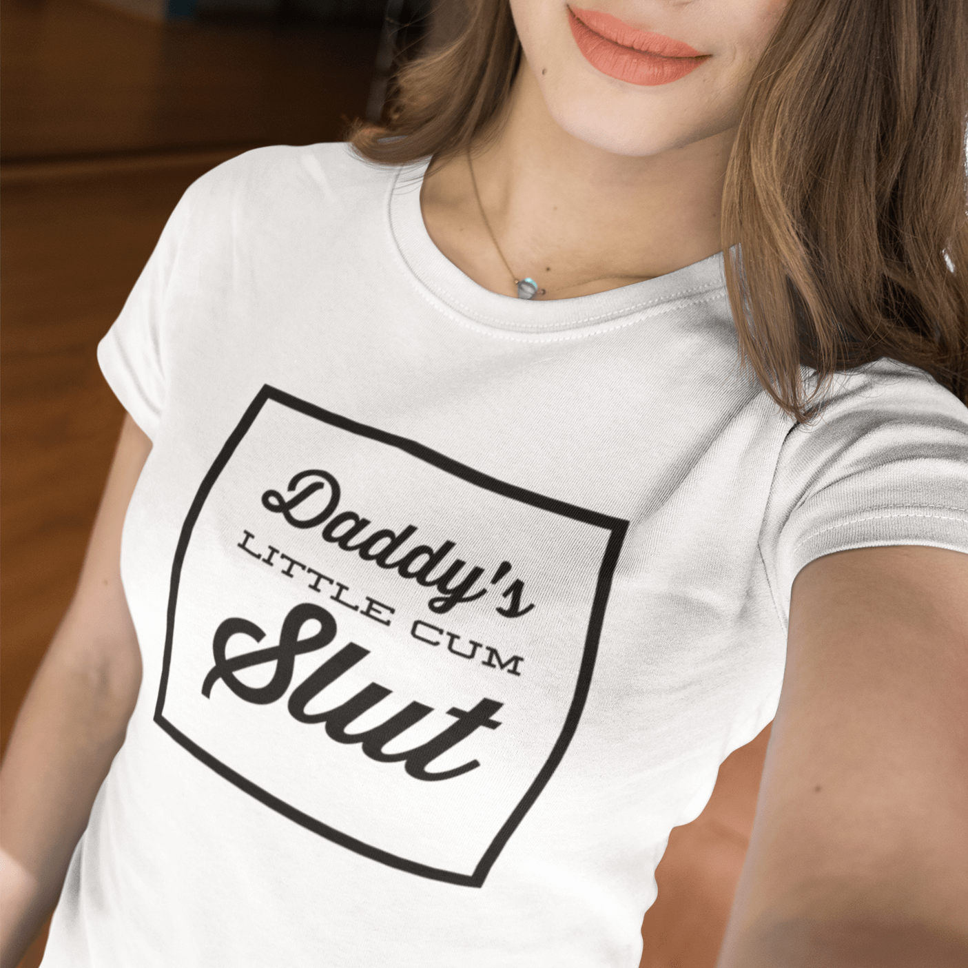 Kinky Cloth Crop Top T-Shirt - S / White/ Black Font Daddy's Little Cum Slut Top