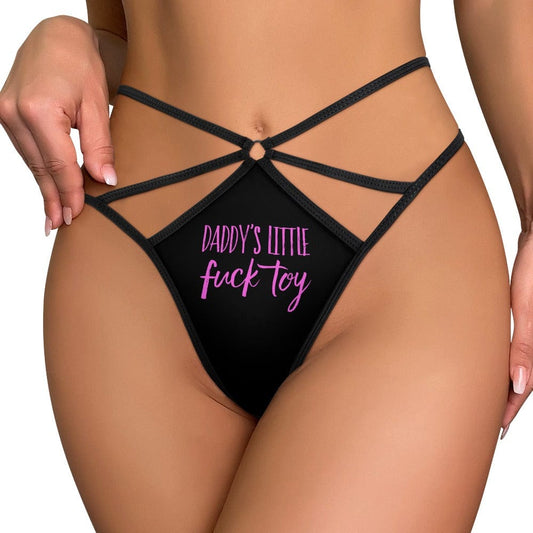 Inkedjoy Daddy's Little Fuck Toy Pink / Black T-back Panties
