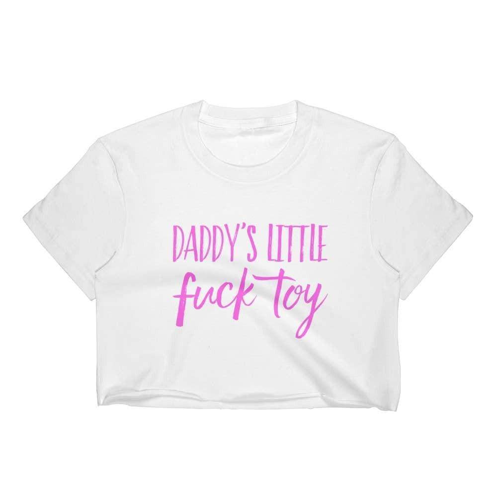 Kinky Cloth Top T-Shirt - S / White/ Pink Font Daddy's Little Fuck Toy Top