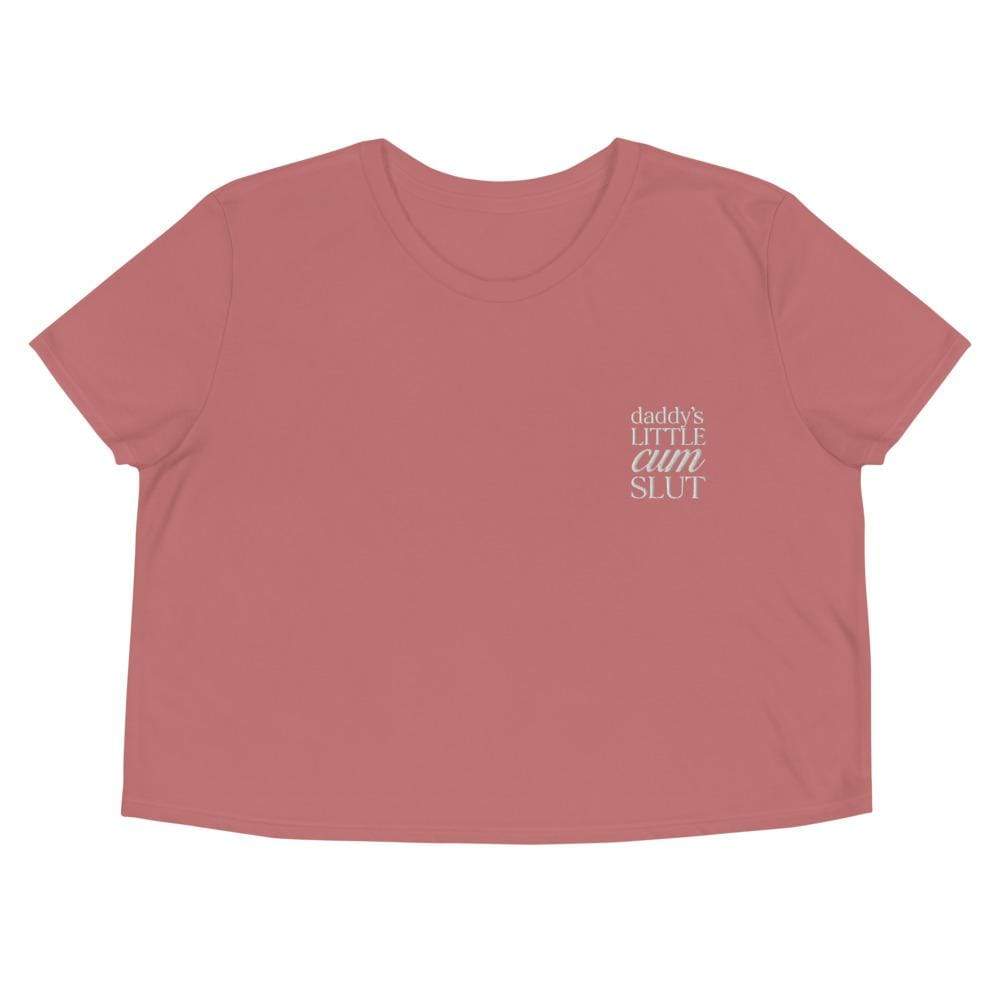 Kinky Cloth Mauve / S Daddys Little Cum Slut Embroidered Crop Top